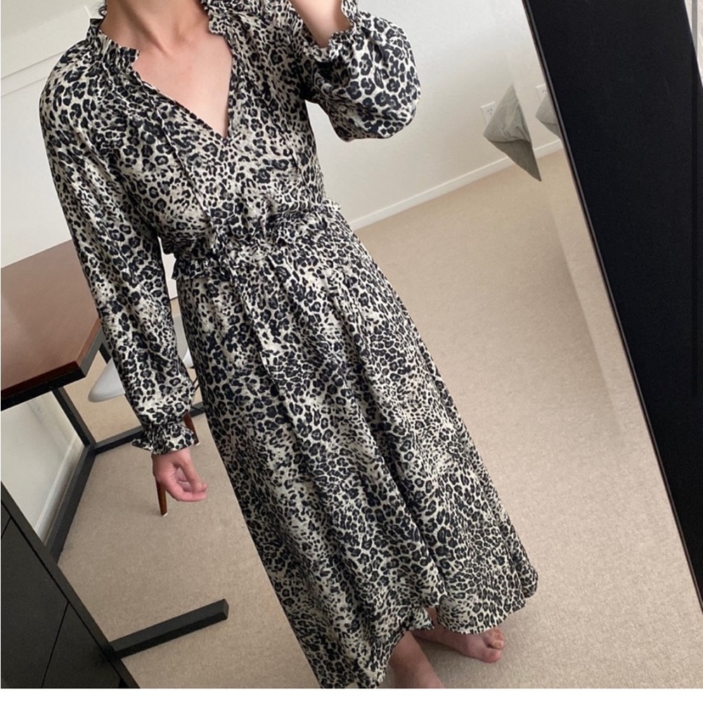 Peasant Boho Leopard Dress